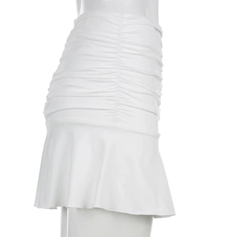 90s Pink Mini Dance Skirts Lady Trendy Y2K Summer Beachwear White Brandy Jupe Preppy Style Ruched Pleated Skirt Woman High Waist