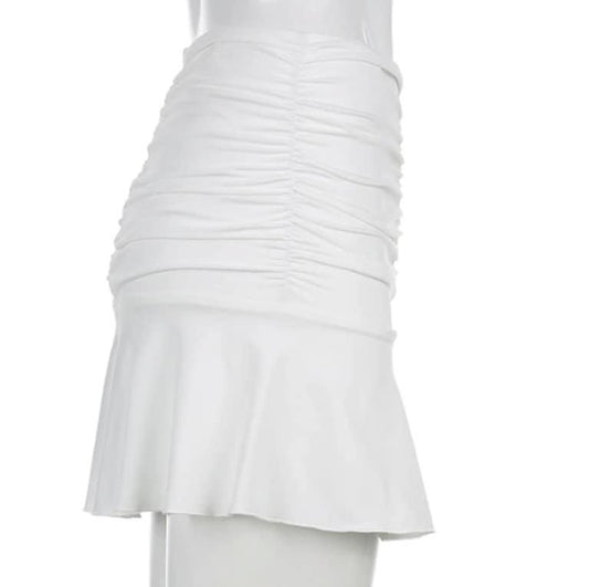 90s Pink Mini Dance Skirts Lady Trendy Y2K Summer Beachwear White Brandy Jupe Preppy Style Ruched Pleated Skirt Woman High Waist