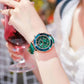 Women's Luxury Crystal Green Rhinestone Niche Watches Korean Style Quartz Watches Office Cut Crystal Diamond Wrist Watches