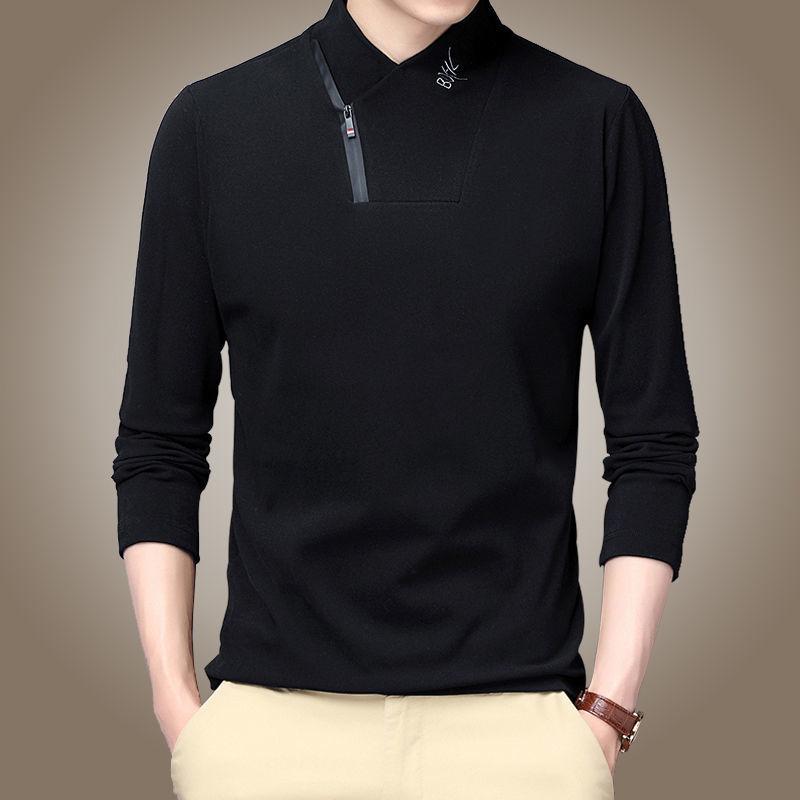 Winter Warm Double-faced Fleece Long-sleeved Men's Stand-up Collar T-shirt Fleece Warm Top