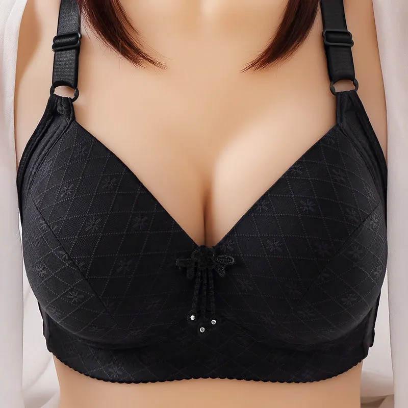Large Size Thin Sexy No Steel Ring Bra Anti-sagging Side Breast Bra Breathable Thin Mold Cup Beautiful Back Three-dimensional Cup Surface Gather Bra
