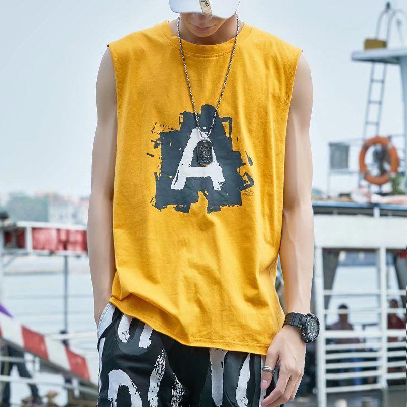 Summer Men's Loose Waistcoat Sweat-absorbent Vest Sports Sleeveless T-shirt