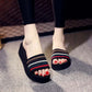 Thick-soled Beach Slippers Women's One-word Slippers Summer Casual Sandals All-match Outer Wear Seaside High-heeled Flip-flops Holiday Stripes Shoes