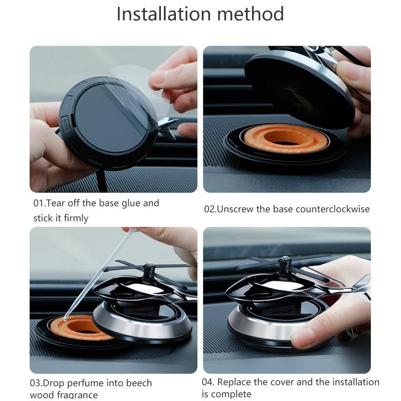 Helicopter Shape Solar Aroma Diffuser Car Decoration Ornaments Aluminum Alloy Solar Rotating Aircraft Car Accessories