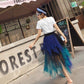 Fashion Tutu Tulle Skirt Women Long Skirt 2020 High Waist Pleated Skirt Female School Sun Spodnica