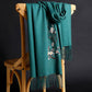 Pure Color Imitation Cashmere Embroidered Scarf Mid-length Ladies Ethnic Style Tassel Shawl Warm Scarf Soft Fabric Women's Shawl