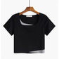 Two-piece Layered Airline Navy High Waist Straight Short Sleeve Top Women's T-Shirt