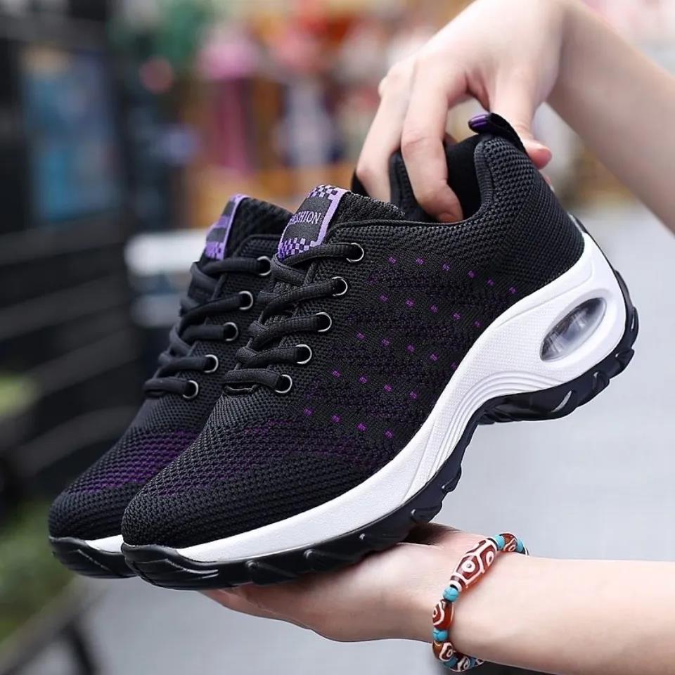 Women Sneakers Mesh Running Shoes Ladies Walking Dancing Sport Shoes Outdoor Air Cushion Breathable Footwear Lace Up Sneakers