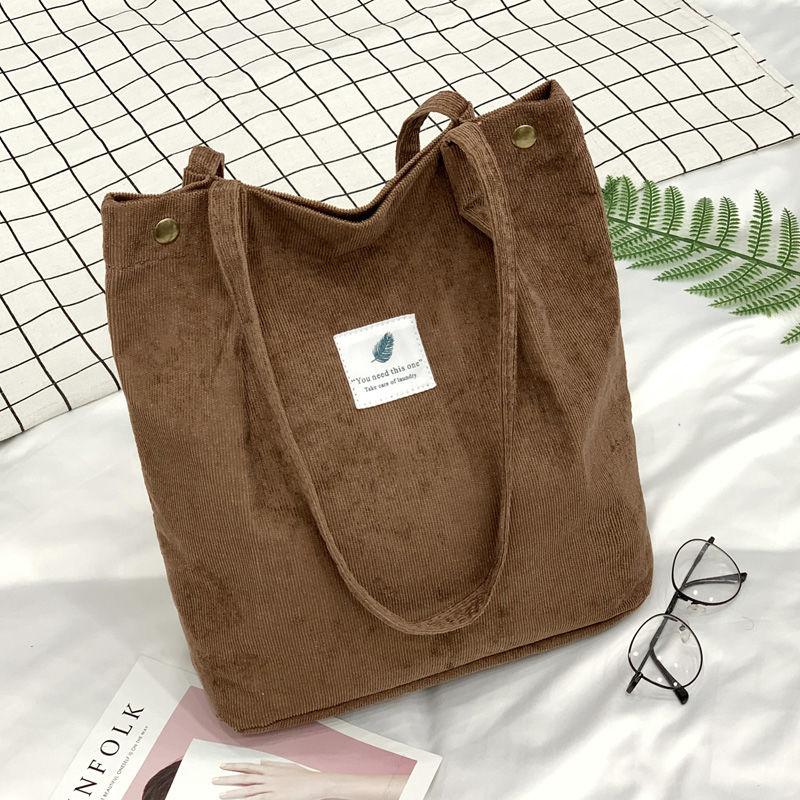 Bags Women  Corduroy Shoulder Bag Reusable Shopping Bags Casual Tote Female Handbag