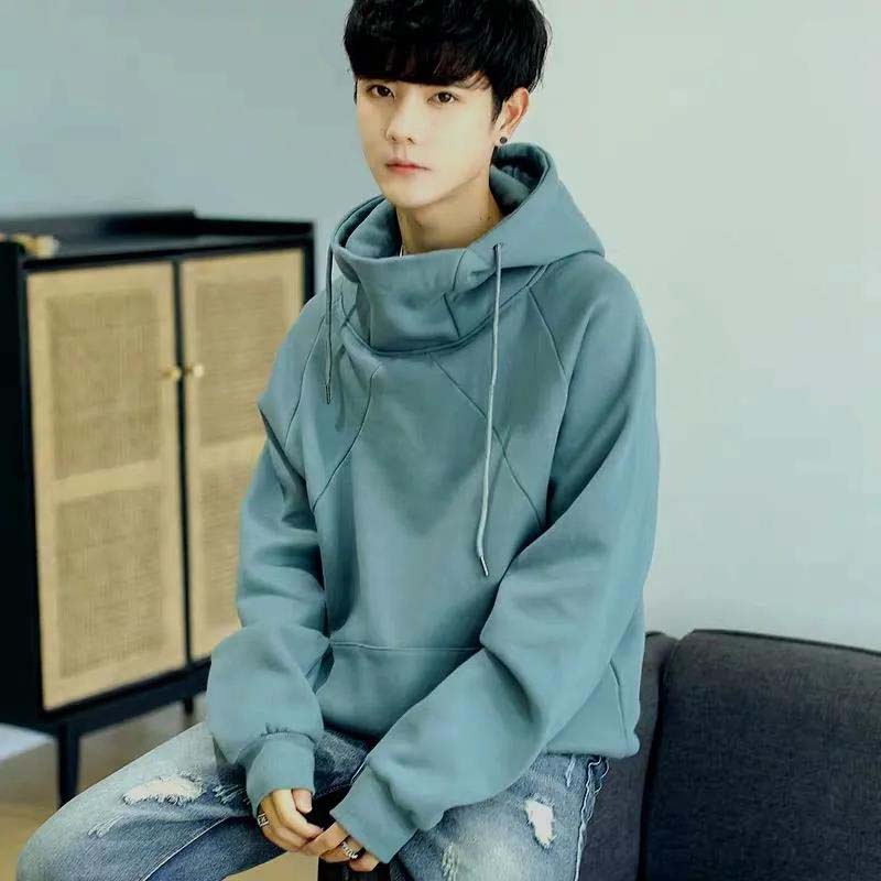 Hood Sweater Men's Winter Plus Velvet Thick Young Men's Loose High Collar Hoodie