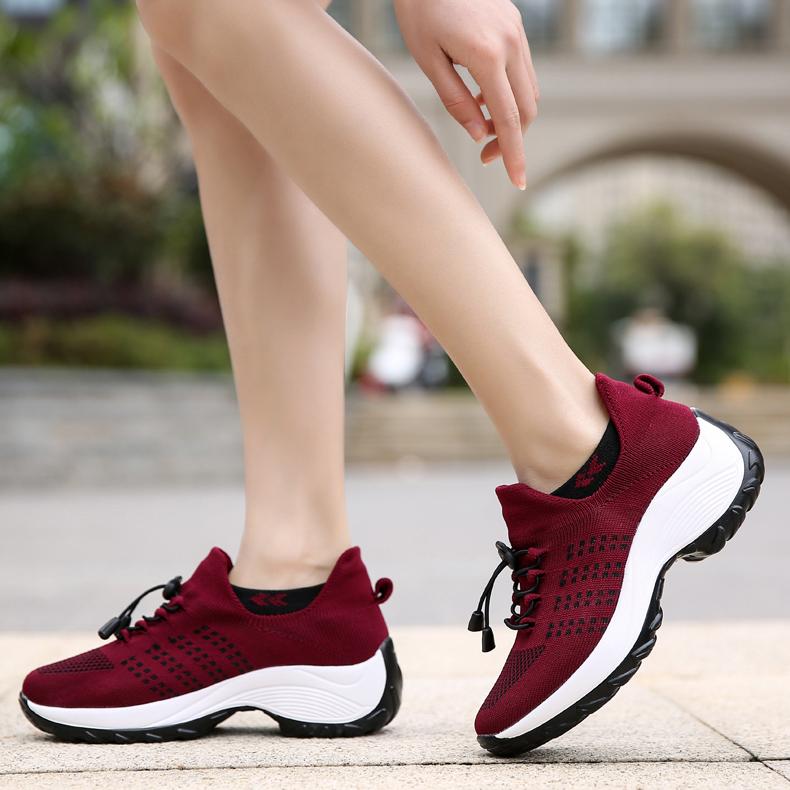Women Flat Platform Shoes Women Non Slip Soft Sole Sneakers Breathable Mesh Tennis Ladies Sock Sneakers
