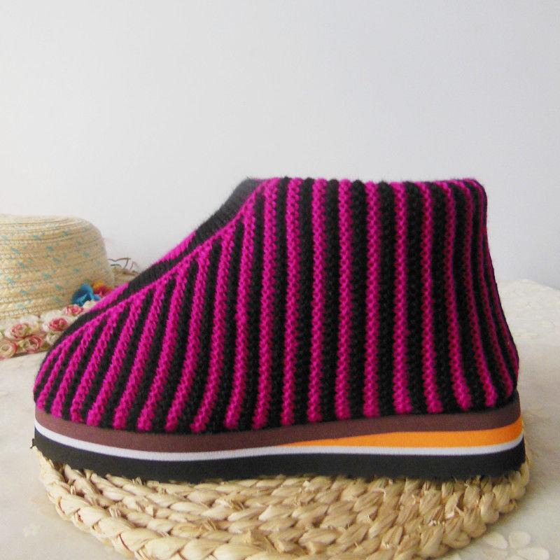 Women's Hand-made Wool Knitting Home Winter Rubber Sole Adult Finished Product Package Heel Thick Warm Shoes Wool Shoes Warm Cotton Mopping