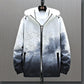 Large Size Ink Pattern Jacket Casual Hooded Windbreaker Spring Waterproof Coat Comfortable Top Regular Men