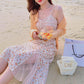 Floral Sling Dress Female Spring Summer Casual V-neck Sleeveless Mid-length Casual  Comfortable