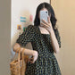 Ladies Summer Chiffon Skirt French Retro Oil Painting Floral Dress Mid-length Temperament Thin Versatile