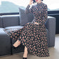 Floral Print Long Dress Bohemian Three Quarter Sleeve Sexy Dress Women O Neck Slim Elegant Dress