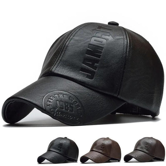 Pu Leather Baseball Cap Embossed Stencil Letters Men's Outdoor Peaked Cap Casual Warm Hat Waterproof Breathable Baseball Cap