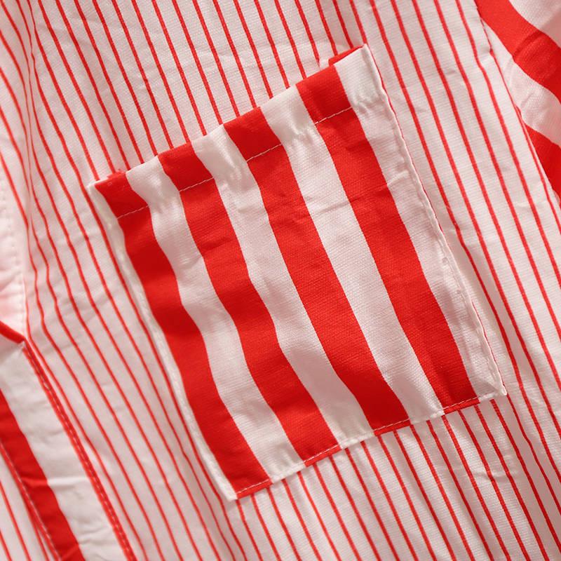 Pofulove Playful Skirt Suit Summer Striped Shirt Denim Skirt Two-piece Set Top and Skirt Summer Sets