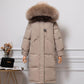 White Duck Down Jacket Women's Mid-length Fox Fur Large Fur Collar Loose Over The Knee Plus Down Thickened Women's Winter