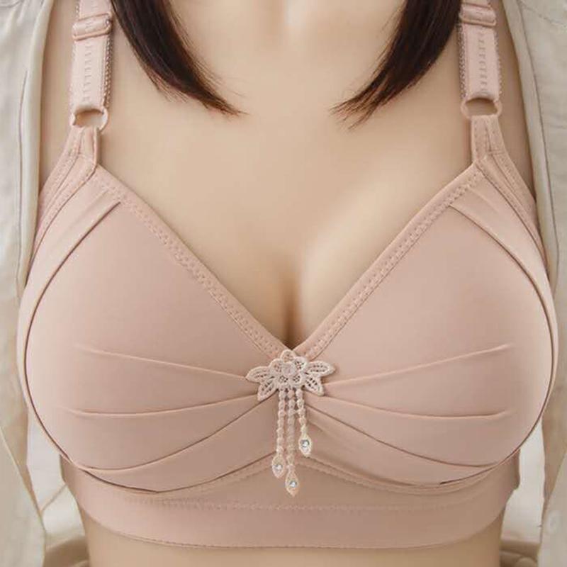 Thin Section Without Steel Ring Bra Sexy Gathering Adjustable Bra Beautiful Back Anti-sagging Nursing Underwear Sexy and Cute
