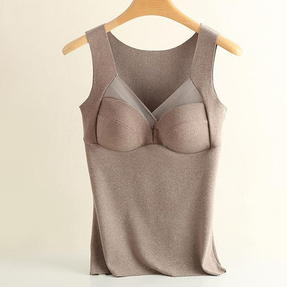 Thermal Wear Women Warm Vest Underwear German Velvet Seamless Inner Wear Female Vest with Padded V-neck Sleeveless Tank Top