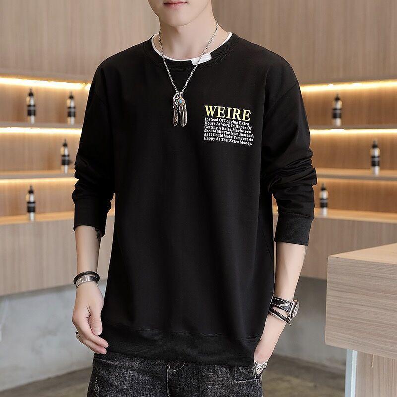 New Men's Long-sleeved T-shirt Spring and Autumn Students Loose Cotton Sweater Men's Youth Shirt