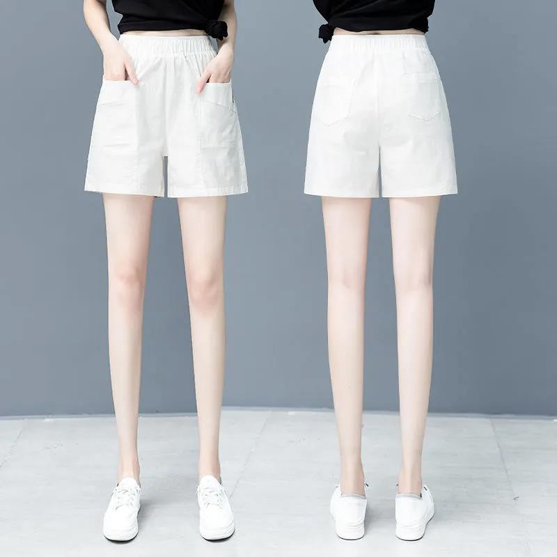 Summer Thin Elastic Waist Shorts Women Loose and Thin Straight Casual A-line Wide-leg Five-point Pants Women's Pants