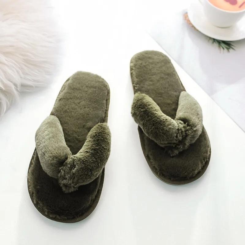 Warm Fluffy Slippers Women Cozy Faux Fur Cross Indoor Floor Slides Flat Soft Furry Shoes Ladies Female Celebrities Flip Flops