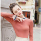 Hit Color Ruffled Pullover Sweater Women's Long-sleeved Slim Bottoming Shirt Autumn Winter