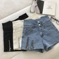 Large Size Loose Denim Shorts Female High Waist Summer Korean Version Was Thin Fashionable Double Zipper Wide Leg Pants