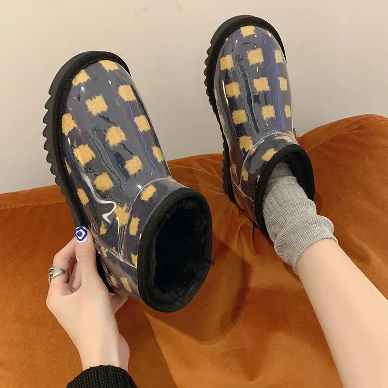 Snow Boots Women's Autumn and Winter Plus Velvet Thick Warm Sponge Cake Net Red All-match Cotton Shoes