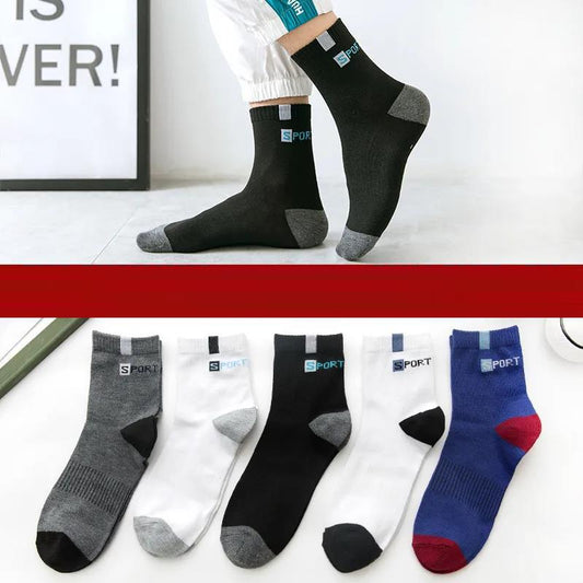 5 Pairs of Men's Tube Socks Multicolor Printed Cotton Sports Socks Casual Sports Winter Thickened Tube Socks Large Size