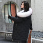 Women's Solid Color Embroidered Down Jacket Mid-length Korean Style Loose Thick Coat Warm Cotton Coat Large Fur Collar Winter Quilted Jacket