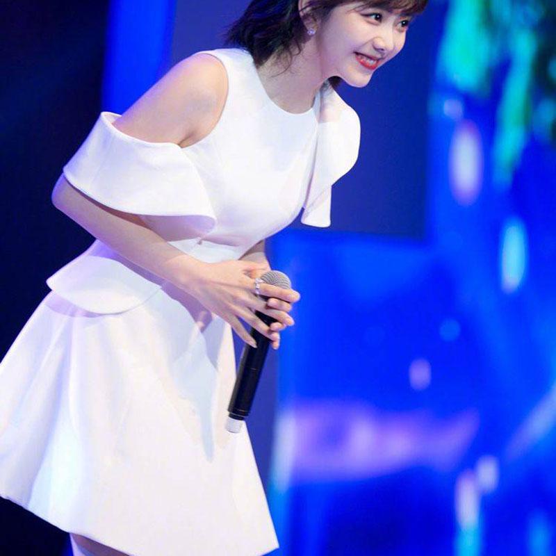 Summer Lady High-grade Off-the-shoulder Sleeveless Dress Pleated Dress Party Evening Dress