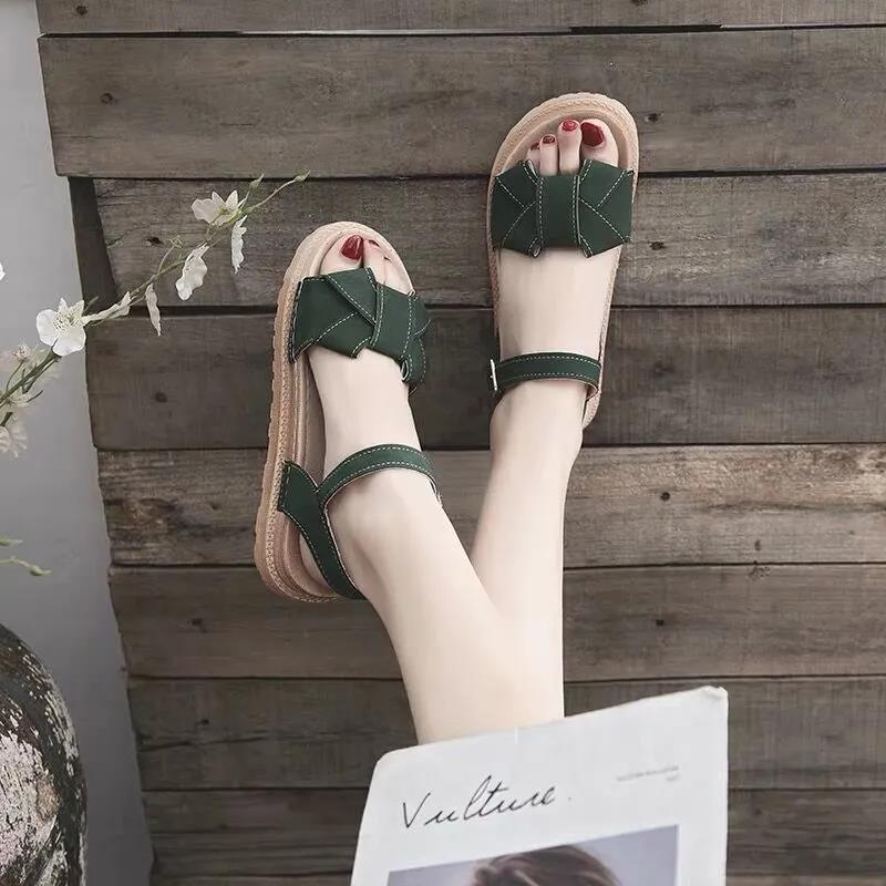 Ladies Sandals Women's Summer Thick-soled Student Fairy Style Collocation Dress Fashion Flat-bottom Trendy Shoes