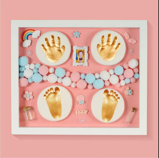 Baby's Hand and Foot Impression Mud Fetal Hair Souvenir Photo Frame Newborn Baby's Hand and Foot Impression Permanent Full Moon Hundred Day Gift