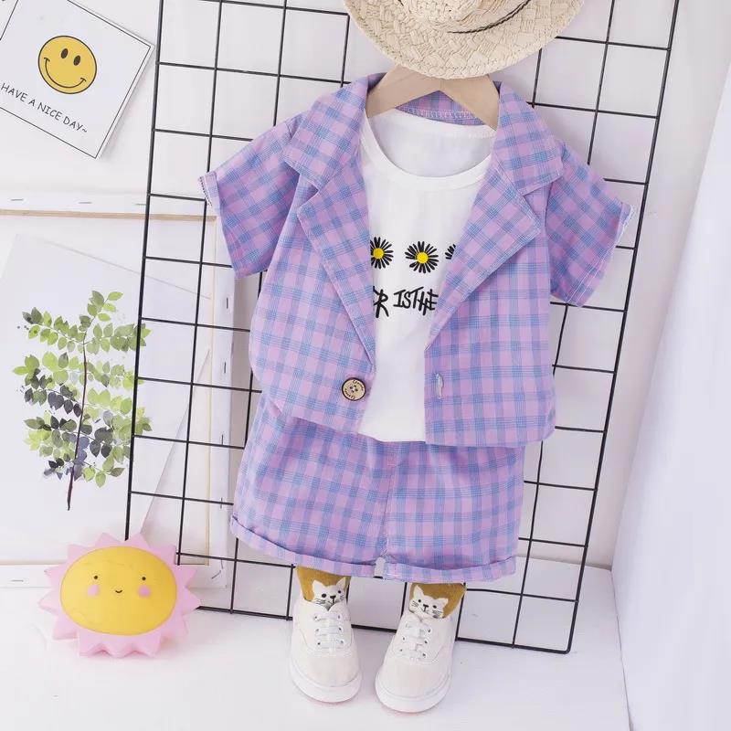 Boy's Suit Summer Foreign Style Children's Clothing Men and Women Baby Handsome Summer Short-sleeved Three-piece Suit
