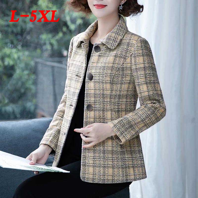 Mother's Woolen Coat Spring and Autumn Women's Short Small Suit Middle-aged and Elderly Woolen Top
