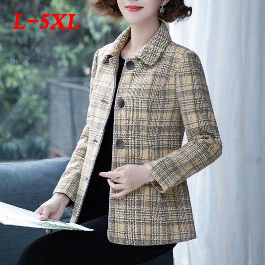 Mother's Woolen Coat Spring and Autumn Women's Short Small Suit Middle-aged and Elderly Woolen Top