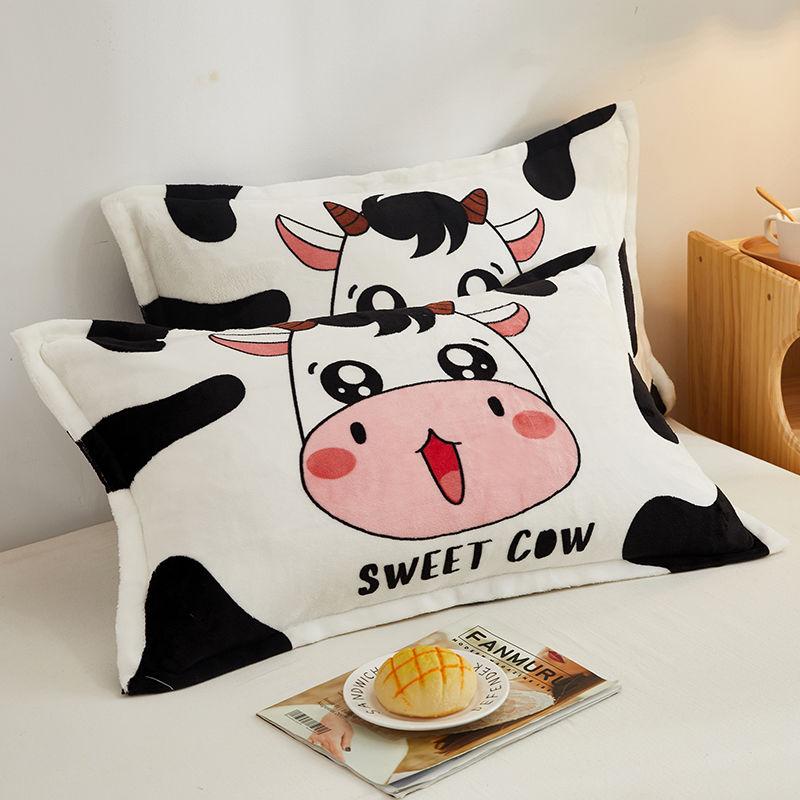 48X74cm Coral Velvet Pillowcase Plus Velvet Cute Pillowcase Flannel Cartoon Thick Bedding