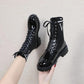Women's British Style Martin Boots Plush Fleece Boots Winter All-match Flat Motorcycle Boots