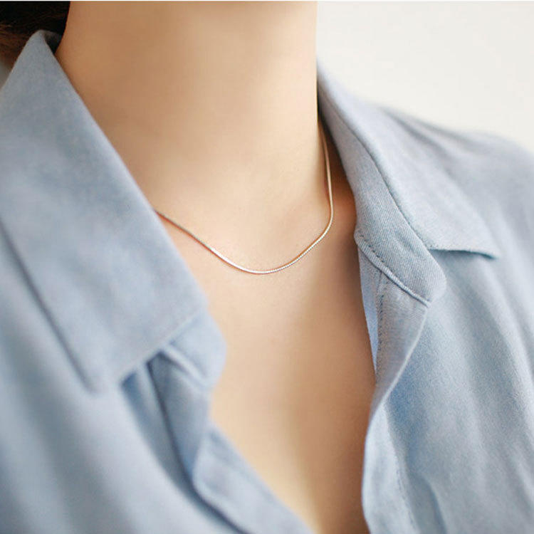 Silver Plated Necklace Jewelry Birthday Gift Short Clavicle Necklace Snake Bone Chain