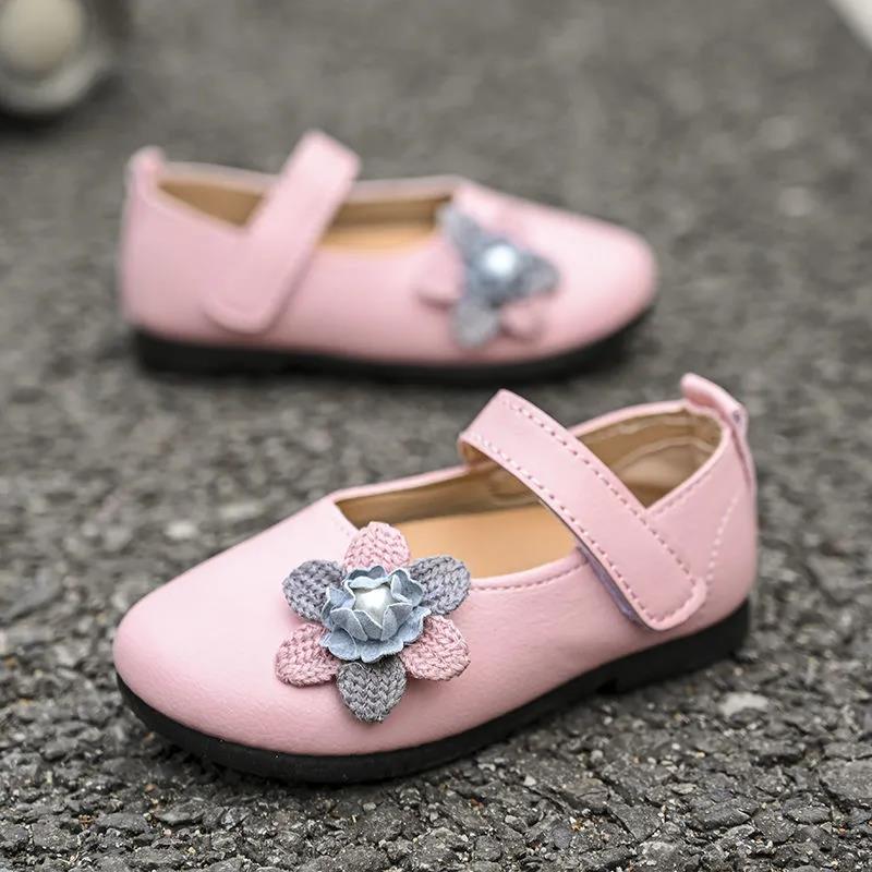 Girl's Knitted Flowers Soft Soled Breathable Single Shoes Little Girls' Non Slip Solid Color Light Princess Shoes
