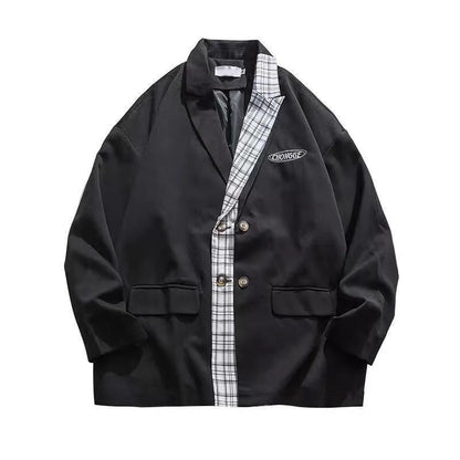 Thin Men's Casual Suits Loose Ruffian Handsome Single-piece Casual Slim Tops Single-piece Long-sleeved Warm Jackets Men's Short Jackets