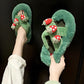Fashionable Design Cotton Slippers Indoor Non-slip Flat Shoes, Autumn and Winter Warm Household Casual Slippers