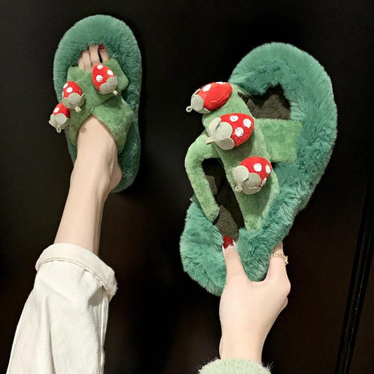 Fashionable Design Cotton Slippers Indoor Non-slip Flat Shoes, Autumn and Winter Warm Household Casual Slippers