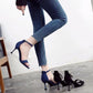 Heel Women Ankle Strap Gladiator Sandals Women's Summer Shoes Fashion Female Sandilas Cover Heel Flock Party Shoes