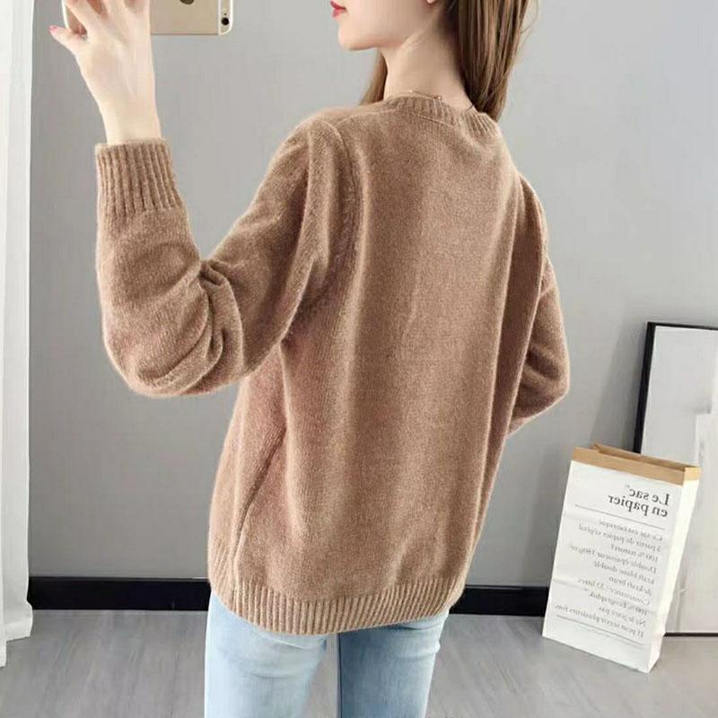 Autumn and Winter Mink Velvet Sweater Loose Casual Jacket Fashion Knitted Blouse