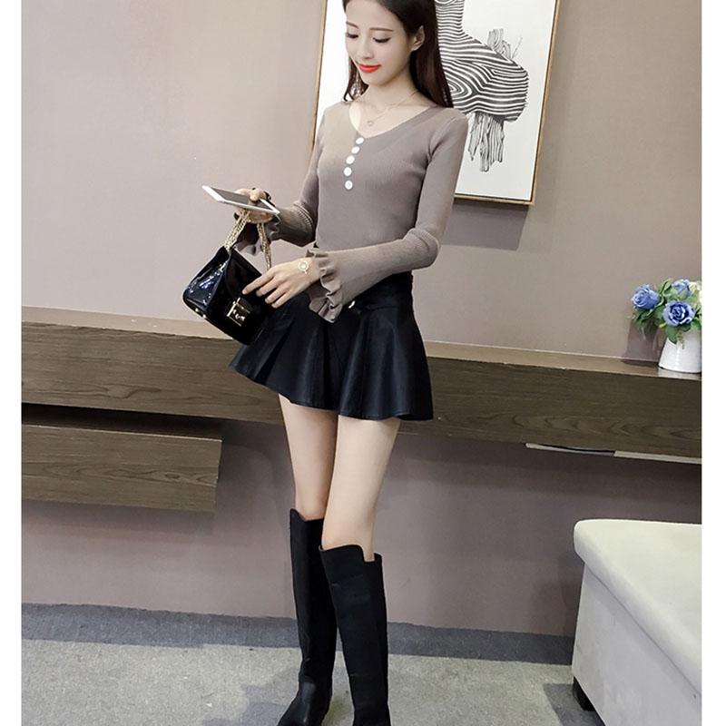 Autumn and Winter Knitted Simple Sweater Pullover Bag Hip Top Fashion Solid Color Female Bottoming Shirt