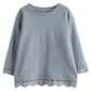 Cotton T-shirt Women's Round Neck Versatile Floral Hollow Out Thin Large Size Loose Three-quarter Sleeve Bottoming Shirt